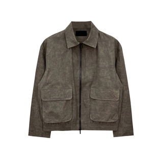 英伦雅痞男装复古风做旧翻领上衣秋季新款休闲防风短款夹克外套男