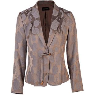 名师路长袖西装领外套女秋季新款新中式盘扣提花上衣绵羊毛