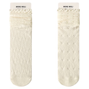 玛丽珍袜子女夏季网眼白色纯棉花边中筒袜jk搭小皮鞋春秋堆堆长袜