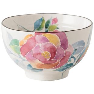 同合日本进口ceramic蓝美浓烧繁花饭碗日式可爱清新家用分餐汤碗
