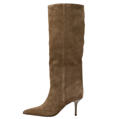 ZA2025秋冬款女靴尖头时尚高筒靴