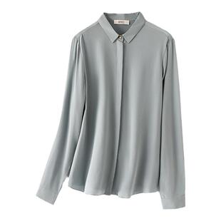 2025春重磅双绉真丝衬衫女长袖优雅气质通勤职业装显瘦桑蚕丝上衣