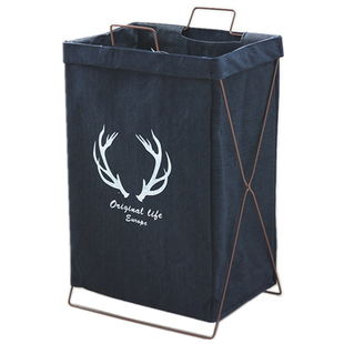 北欧布艺家用铁艺加粗铁架大号可折叠脏衣篓玩具收纳筐衣服脏衣篮