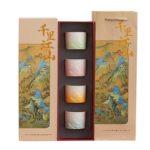 故宫宫廷文创千里江山陶瓷品茗茶杯高档送国外友人客户中国风礼物