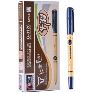 1.0mm金万年牛滑圆珠笔顺滑油笔油性粗头中油笔蓝色老式原珠笔红笔黑色红色大头元珠笔粗笔芯红粗芯原子笔