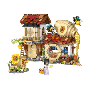 俐智LOZ小颗粒国风街景蜂蜜坊模型摆件拼装益智积木玩具礼物男女