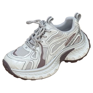 显脚小厚底老爹鞋女2026年新款春季百搭透气增高网面鞋运动休闲鞋