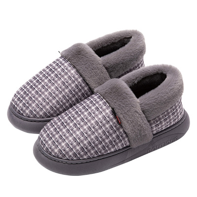 包跟冬季保暖居家特大码棉拖鞋