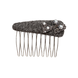 水钻爱心毛毡发梳女2025新款侧边碎发整理神器气质倒插梳百搭发卡