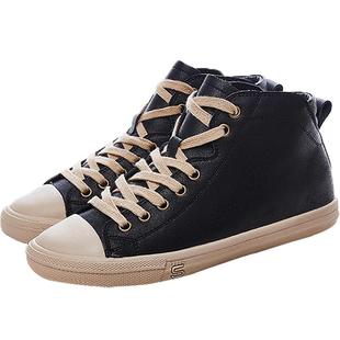 2025年秋冬新款高个子马丁靴牛皮平底鞋英伦加棉高帮短款休闲女鞋