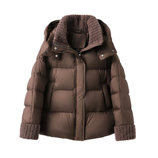 短款羽绒服女2025冬季新款高级感时尚拼接加厚90白鸭绒小个子外套