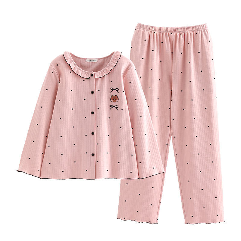 芬腾春秋棉质睡衣女士套装家居服