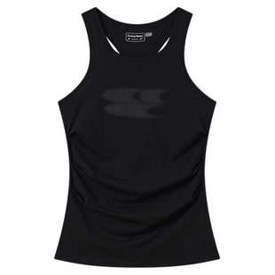 CryingCenter 凉感系列天丝莫代尔收腰褶皱背心工字美背纯色上衣