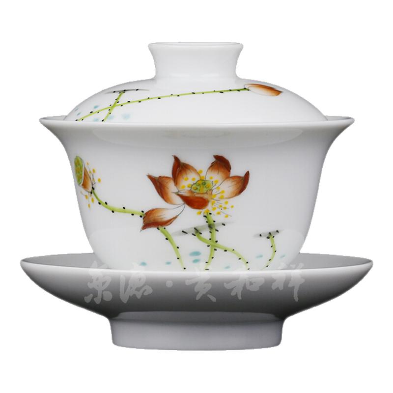 礼品手绘茶具套组茶具贵和祥莲花