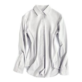 OFFIY-秋冬加厚抗皱新款 体制内面试考编职业灰正装工作长袖衬衫