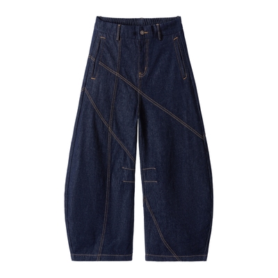 拉链长裤原色弯刀裤牛仔裤