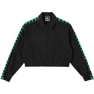 Kappa卡帕复古运动茄克2025新款女撞色串标夹克外套短款休闲开衫