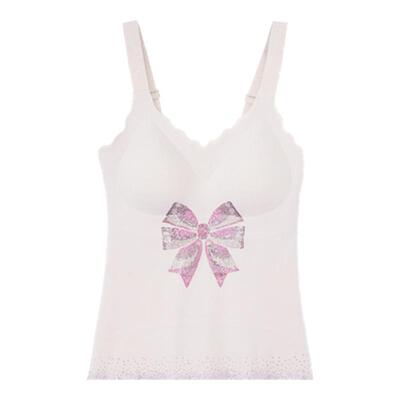 TCH轻奢烫钻白色蝴蝶结吊带美背背心2025年春夏新款T75A03E5005