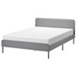 宜家国内代购斯拉图带软靠垫床架简约卧室双人床带床板