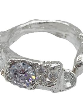 纯银独特风肌理戒指定制款