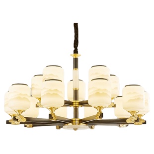 新中式客厅吊灯2026年新款主卧室灯全铜玉石别墅餐厅中国风吊灯