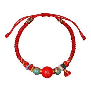 董易林吉祥物2026年太岁红绳本命年金刚结手工编织吉绳好运手链