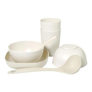 一次性餐具碗筷杯碟勺圆盘加厚塑料碗餐厅露营火锅店麦秸秆菜盘汤