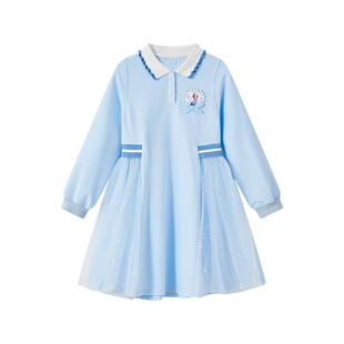 迪士尼童装女童连衣裙2026夏季新款洋气春装儿童艾莎公主长裙子夏