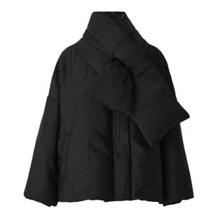 【花苞羽绒】AUM噢姆春季时尚艺术线条大提花鹅绒黑色羽绒服女款