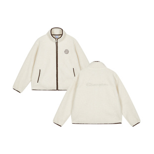 Champion冠军外套女25冬冬新款拉链立领加绒仿羊羔绒休闲短款上衣