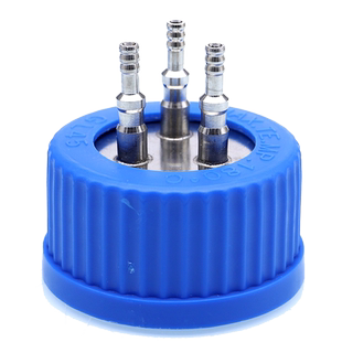 不锈钢补料瓶盖流动相盖1通/二通/三通/4通GL45塑料补料瓶盖厌氧瓶盖顶空盖 发酵罐盖子试剂瓶加料废液瓶