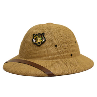 小老虎头标春夏秋防晒遮阳马术越南帽安全草帽中山探险家考克礼帽