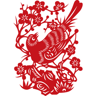 非遗手工宣纸喜上眉梢花鸟窗花荷花牵牛花鸟窗花动物植物剪纸成品