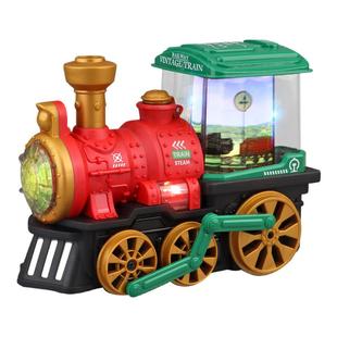 儿童蒸汽喷雾小火车玩具电动男孩万向冒烟喷气火车头模型宝宝1岁3