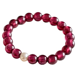 OkFineyard天然石榴石串珠戒指女素圈铜钱小众设计尾戒水晶食指环