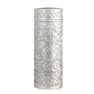 银杯子s999纯银保温杯九龙保健杯男女士泡茶商务高档礼品杯子刻字