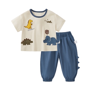 杰里贝比男童套装夏季薄款2026新款儿童防蚊裤短袖两件套宝宝夏装