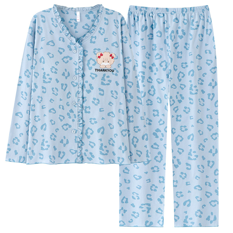 雅鹿睡衣女款春秋纯棉开衫家居服
