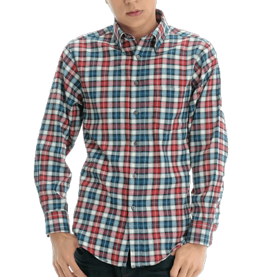 春季磨毛格子商务休闲长袖男衬衣