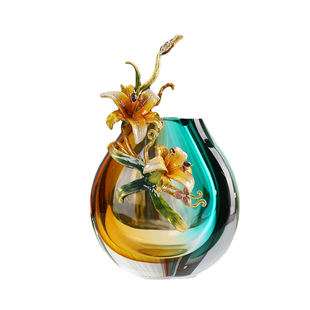 珐琅彩玻璃花瓶摆件客厅电视柜酒柜玄关高档插花装饰乔迁新居礼品