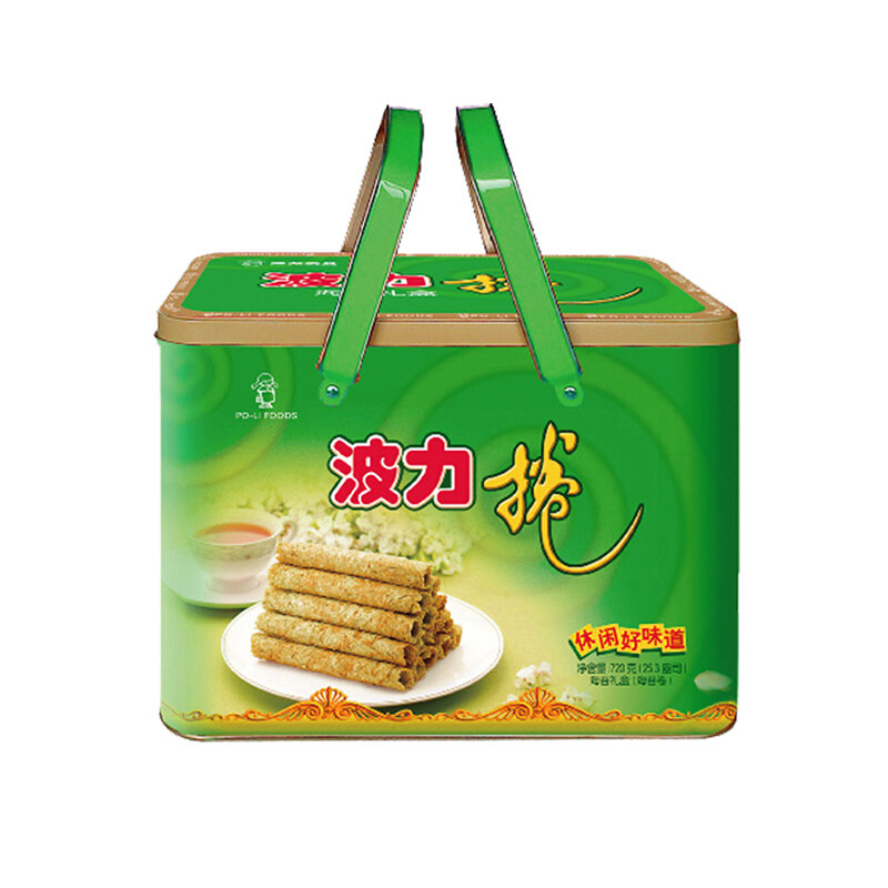 波力蛋卷礼盒装720+36g休闲铁盒海苔味鸡蛋味饼干蛋卷送礼