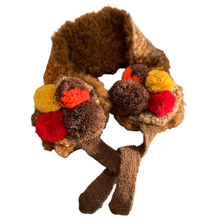 美拉德复古彩色绑带毛绒耳罩女冬季骑行保暖防寒防冻护耳套耳捂子