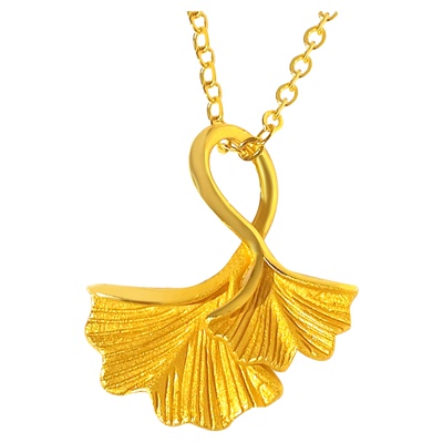 银杏叶镀黄金锁骨项链女