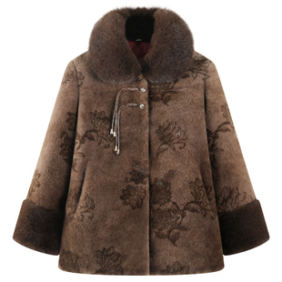 老年人女冬装妈妈加厚羽绒棉衣老太太毛领外套奶奶装高档衣服新款