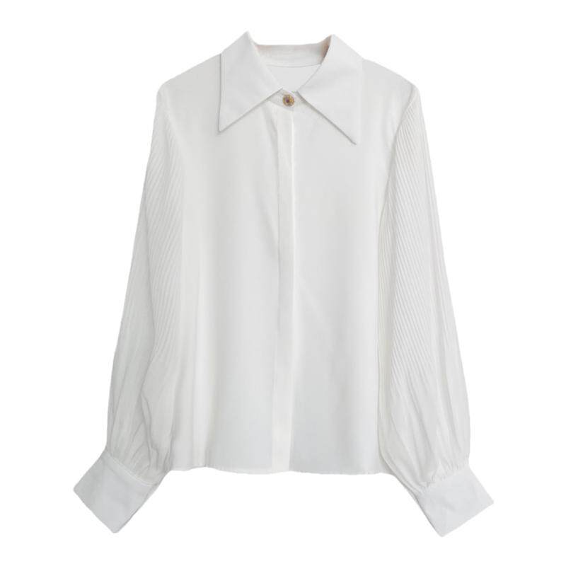 大洪压褶长袖衬衫依帘幽梦气质