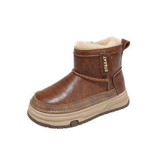 星期六童鞋雪地靴女厚底2025冬季新款加绒保暖休闲儿童防滑皮靴