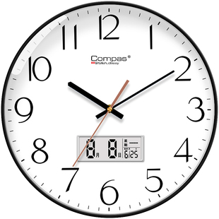 康巴丝智能静音挂钟现代简约电波钟自动对时钟客厅家用时钟挂墙表