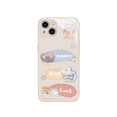 适用苹果13可爱兔子简约手机壳