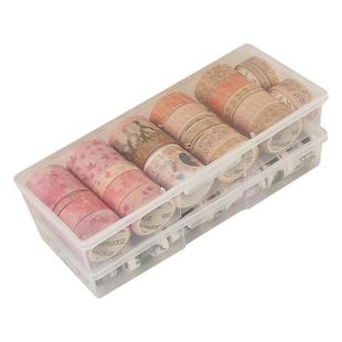 透明手账胶带胶卷桌面文具塑料收纳盒防尘带盖杂物小物件收纳盒箱