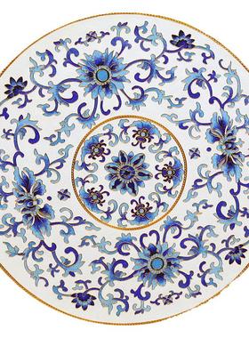 国风青花瓷盘摆件掐丝珐琅彩新中式玄关客厅坐盘景泰蓝手工艺礼品